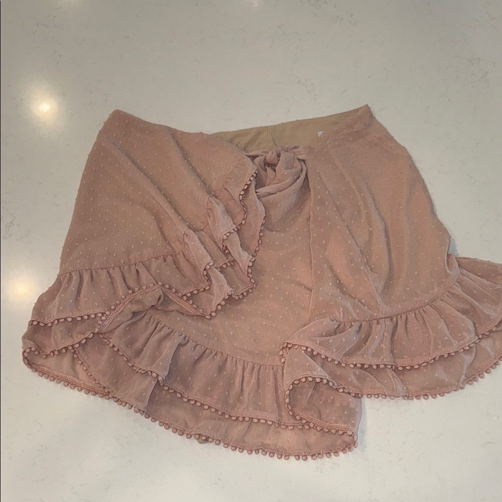 Pink Ruffled Wrap Skirt